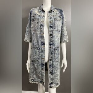 Mebon by Machine Jeans Button Up Denim Dress/ Blazer/ Duster/ Jacket Size Small
